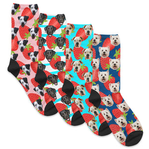 Personalized Pet Face Socks - Strawberries