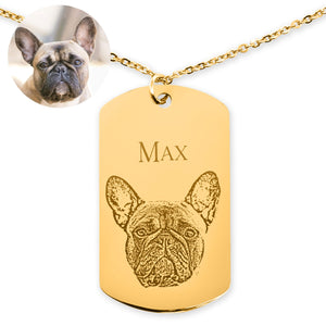 Personalized Pet Memorial Dog Tag Necklace - Portrait Print