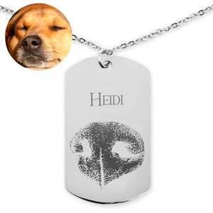 Personalized Pet Memorial Dog Tag Necklace - Nose Print