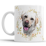 Personalized Dog Portrait Mug - Floral Wreath