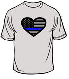 Police Heart And Flag T-Shirt