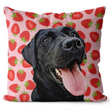 Personalized Pet Portrait Pillow - Strawberries