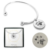 Personalized Pet Memorial Coin Bangle - Paw Print