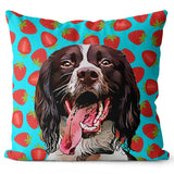 Personalized Pet Portrait Pillow - Strawberries