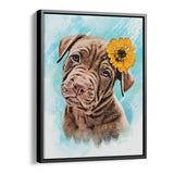 Personalized Framed Pet Portrait Canvas - Watercolor Illustration