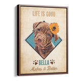 Personalized Framed Pet Portrait Canvas - Retro Style