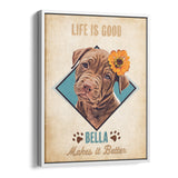 Personalized Framed Pet Portrait Canvas - Retro Style