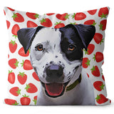 Personalized Pet Portrait Pillow - Strawberries