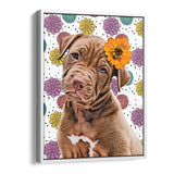 Personalized Framed Pet Portrait Canvas - Fun Flower