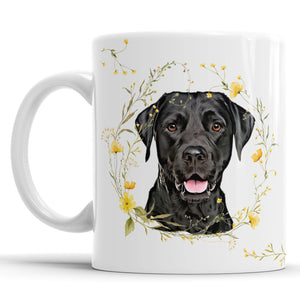 Personalized Dog Portrait Mug - Floral Wreath