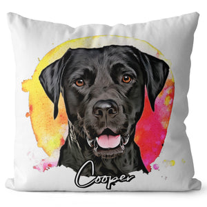 Personalized Pet Portrait Pillow - Watercolor Style