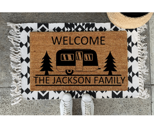 Camper Doormat, Travel Trailer Doormat, RV Doormat, Personalized Doormat, Camping Gift, Custom Doormat, Pop up Camper Doormat, Travel Mat